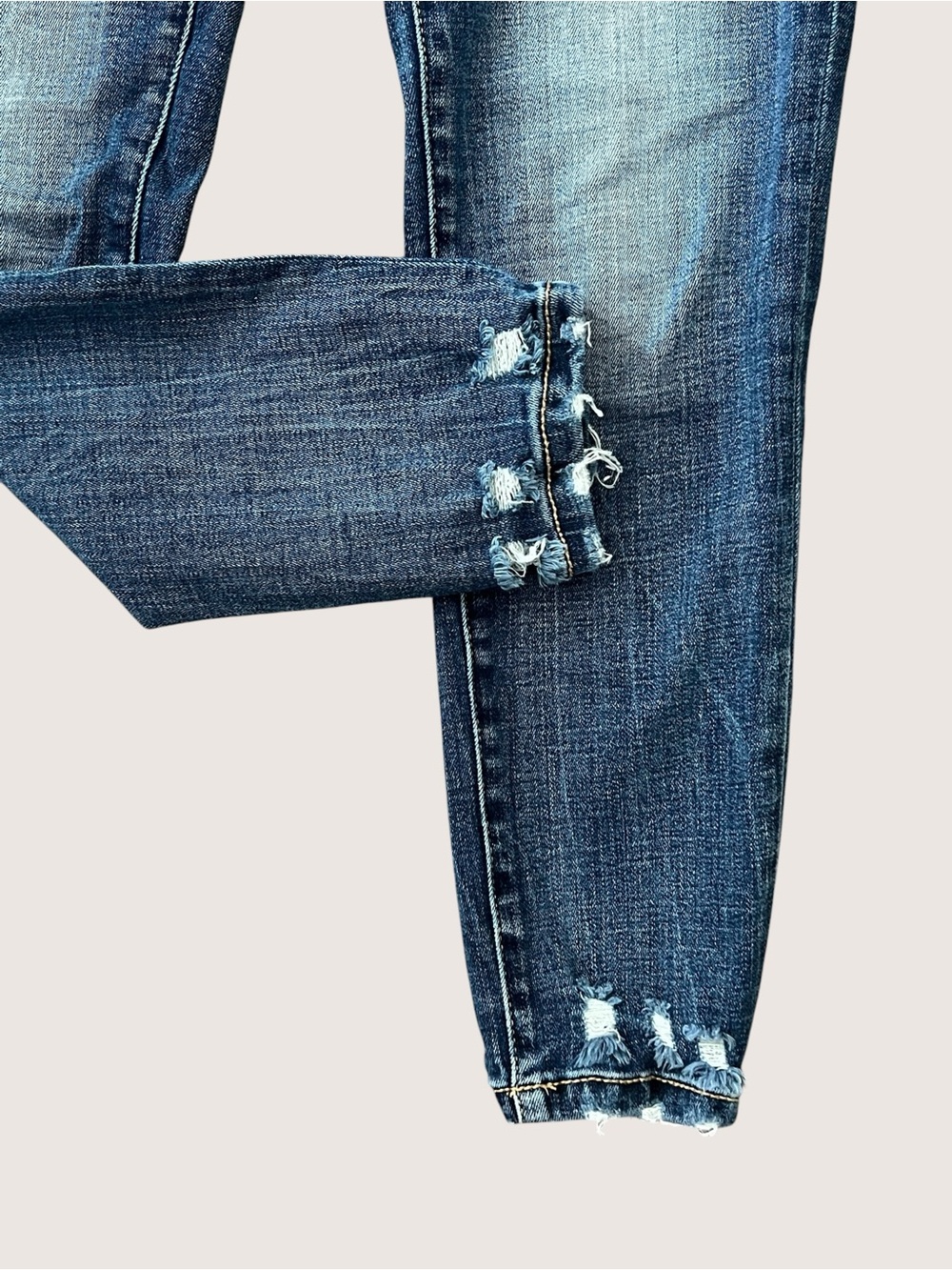 BKE Stella Low Rise Dark Blue Skinny Ankle Jeans with Distressed Hem - Picture 6 of 14